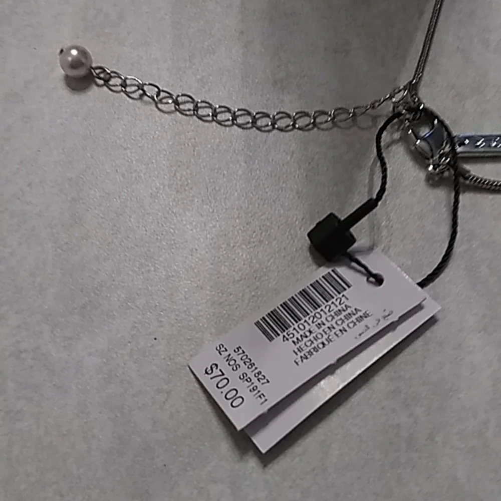 Chicos faux pink pearl and silver necklace. - Picture 7 of 12